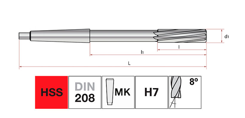 ESCARIADOR_HSS_DE_MAQUINA_DIN208B_MANGO_CONICO_TOLERANCIA_H7 Corte Bru y Rubio